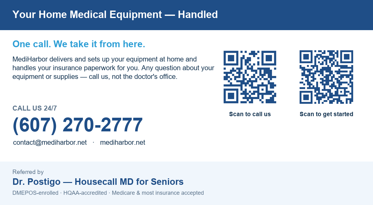MediHarbor patient hand-out card
